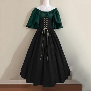 Casual klänningar medeltida kvinnor cosplay klänning vintage elegant fest golvlängd renässans gotisk spets maxi vestido mantel