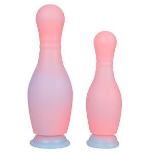 Forma da bowling Plug anale Dildo AV Bacchetta magica Lady Lesbiche Gay Butt Ano Stimolazione del punto G in profondità Sfida Orgasmo sessuale Forte ventosa Silicone liquido Dildo Pene