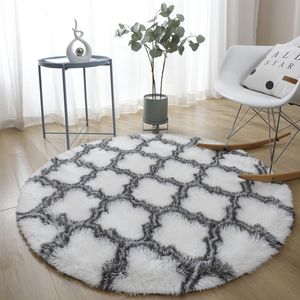 Carpets Bedroom striped round silk carpet Nordic minimalist living room sofa plush mat home hanging basket 230525