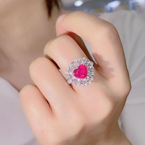 Klaster Pierścienie Guild HJy Naturalne 2.09CT Red Ruby Ring Diamonds Biżuteria rocznica kobiet na dobre walentynki
