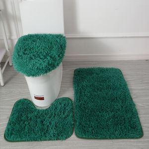 Carpet 3pcsset Solid Color Bathroom Mat Set Fluffy Hairs Bath Carpets Modern Toilet Lid Cover Rugs Kit Rectangle 5080 5040 4550cm 230525