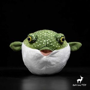 Dolls Lovely green puffer fishes doll toys real life plush Marine animals Soft stuffed toy children present good quality L230522 L230522