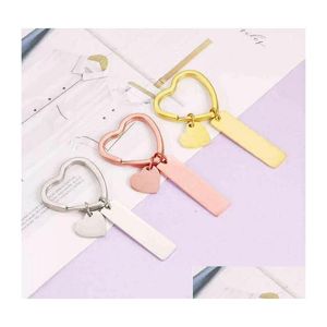 Keychains Lanyards Stainless Steel Heart Keyring Couple Friendship Keychain Blanks For Engrave Diy Key Chains Drop Delivery Fashio Dhfyc