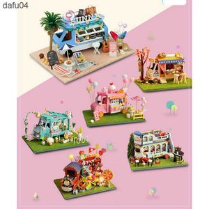 Dolls Diy Cottage Model Doll House Meble Miniaturowe zestawy budowlane Domek ręcznie robione drewniane urodziny prezenty świąteczne mini dom L230522 L230522