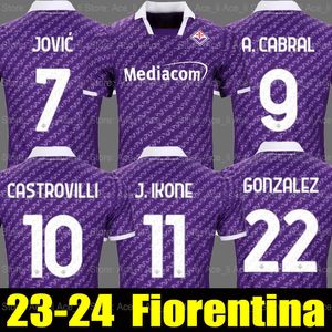 23 24 JOVIC FIORENTINA قمصان كرة القدم CASTROVILLI RIBERY CALLEJON PRINCE GONZALEZ Fiorentina 2023 2024 قمصان كرة القدم VLAHOVIC