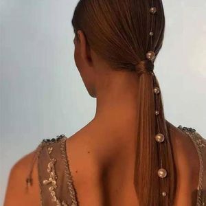 Hair Clips OL Style Gold Color Pearl Tassel Clip Women Stick Chain Headband Wholesale Styling Accessories 2023