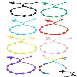 Charm Bracelets Colorf 7 Knots String For Protection Good Luck Amet Success Prosperity Handmade Rope Bracelet Lucky Bangles Drop Del Dh2Bk