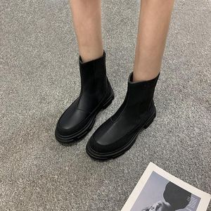 Boots Mazefeng Brand Leather Women Fall Winter Warm Short Ankle Platform Flats Shoes Waterproof Water Non-Slip