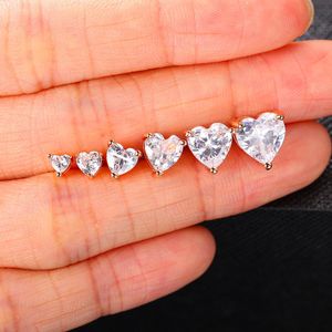 Серьги Ailodo CZ Stud для женщин для женщин Круглый квадратный сердечный сердечный сердечный сердечный