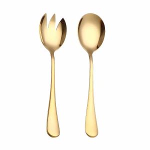 Golden Salad Spoon Fork Salad Spoon Stainless Steel Cutlery Set Service Spoon Set Colorful Unique Spoon Kitchen Tool