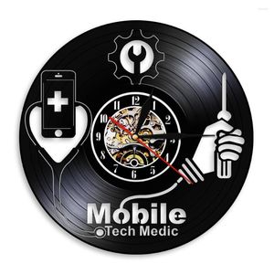 Duvar Saatleri Mobil Tech Medic Saat Modern Tasarım Siyah Asma Saatler Telefon Mağazası İçin Kişilik Sanat Dekoru