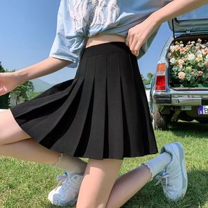 Primavera/verão 2023 Salia plissada de cintura alta nova saia feminina Anti-Light Safety calça preta fina de linha curta
