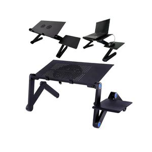 Lapdesks Two Fan Computer Stand 42*26 CM Portable Adjustable Foldable Laptop Holder Notebook Desks Lap PC Folding Desk Table Vented Stand