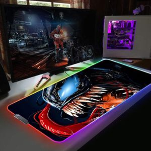 Ruht Venom RGB-Mauspad, Gaming-Zubehör, Computer, großes Mauspad, Hintergrundbeleuchtung, LED-Licht, Gamer, buntes Leuchten, für CS GO, Tastatur, Schreibtischunterlage