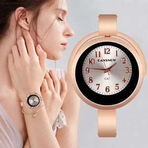 Armbanduhren Frauen Einfache Armband Uhren Edelstahl Rose Gold Armreif Band Handgelenk Für Damen Casual Weibliche Uhr Montre