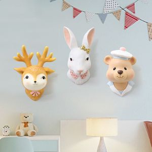 Plush Wall Stuff Children's Bedroom Decor Animal Head Wall Decoration For Living Room Pendant Kids Girl Childhood Adorn Soft Install Home Decor 230526