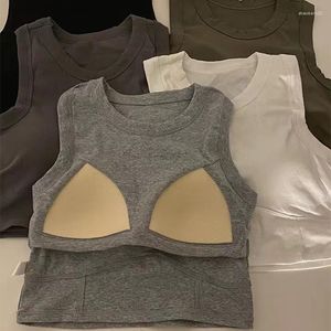 Camisoles & Tanks Breathable Sports Bra Women Sexy Crop Top With Built In Fitness Seamless Yoga Push Up Gym Workout Camisole