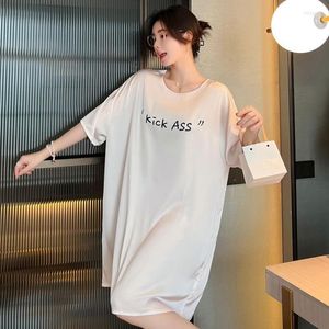 Women's Sleepwear Loose Nightdress Satin Silk Nightgown Women Sleep Dress Intimate Lingerie Casual Home Dressing Gown Soft Nightwear