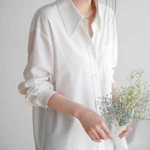 Frauen Blusen Frühling Herbst Weißes Hemd Frau Langarm Bluse Mit Tasche Solide Büro Dame Tops Koreanische Casual Shirts Blusas mujer