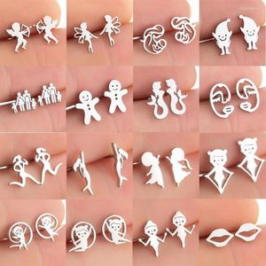 Stud Earrings Lucky Ctue Cartoon Angel Designer Kids Girl Earring Steel Piercing Jewelry Pendientes Mujer