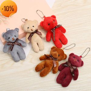 New Cute Car Decor Mini Plush Bear Toy 12cm Ciondolo orso siamesi PP Cotton Soft Doll Toys Anime Accessori auto Interni per ragazze