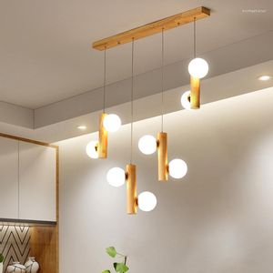 Lampade a sospensione Nordic Dining Hanging Light Kitchen Bar Table Lampadario in legno Log Antiseptic Crative Parlor Bedroom Decor