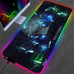 Pads rgb jujutsu kaisen mus pad anime gojo satoru skrivbord mat gamer pc computer xl varmilo tangentbord mattan speltillbehör mousepad