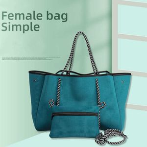 Fashion Neoprene Beach Bags for Women Designer Large Capacity Tote Shoulder Bags Summer Big Handbags Casual Shopper Purses 2021 230527