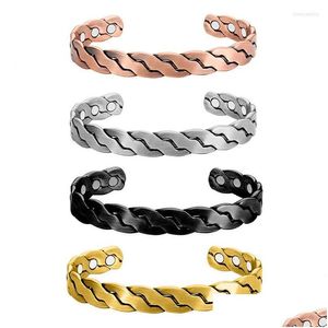 Braccialetti a maglie di catena Braccialetti magnetici in rame intrecciato Uomini Artrite Magneti regolabili Donne Polsino carino Terapia Salute Energia Braccialetti E Dhoz4