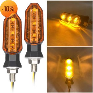 New 2Pcs Motorcycle Universal 3 LED Turn Signals Short Turn Signal Lights Indicator Blinkers Flashers Amber Color