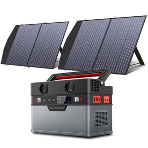 ALLPOWES Tragbares Kraftwerk 700 W Outdoor-Solargenerator Mobiler Lithium-Akku mit 218 V 100 W faltbarem Solarpanel