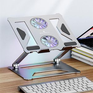 Stand New Foldable Table Laptop Stand With Dual Cooling Fan Ergonomic Aluminum Desk Portable Adjustable Laptop Holder Accessories