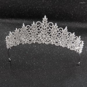 Hårklämmor höga kristaller CZ Cubic Zirconia Wedding Bridal Royal Tiara Diaadem Crown Women Prom smycken Tillbehör CH10241