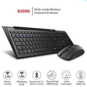 Combo Rapoo Combo tastiera e mouse wireless multimediale con mouse silenziosi ultra sottili e alla moda per computer PC Gaming TV
