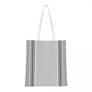 Shopping Bags Fashion Palestinian Keffiyeh Tote Bag Recycling Palestin Hatta Kufiya Embroidery Canvas Grocery Shoulder Shopper