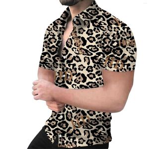 Men's Casual Shirts Leopard Printed Men Shirt Short Sleeve Party Lapel Summer Fashion Hawaiian T-Shirt