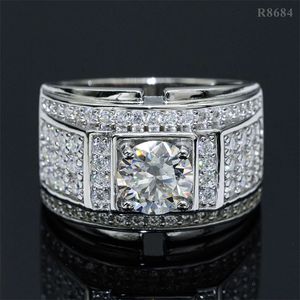 Cool Mens Moissanite Rings Diamond passerade Test 925 Sterling Silver 1,5CT Moissanite Ring for Party Wedding Nice Gift