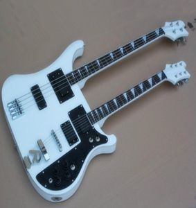 Fábrica White White 46 Strings Double Neck Ricken Ecret Guitar com Black PickGuardrosewood Artlebond Bere personalizado3409315