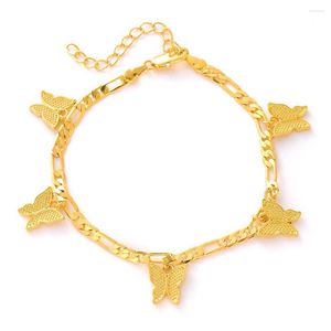 Link Bracelets 21cm Gold Plated Charm Butterfly Shaped Anklet Trinidad And Tobago Africa For Man Women Jewelry Wedding Party Gift