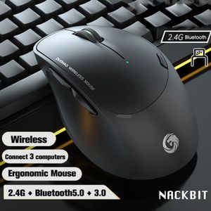 Bezprzewodowe mysie myszy Bluetooth Silent Ergonomic Computer 3 Tryb dla iPad Mac Tablet MacBook Air Laptop PC Gaming Office