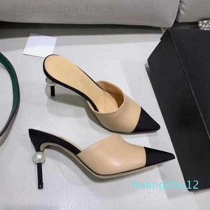 Scarpe da donna Sexy Designer- Punta a punta Décolleté con perle Ciabatte Slingback Tacchi alti Incantesimo della passerella Colore Tacchi alti per la festa nuziale ccity