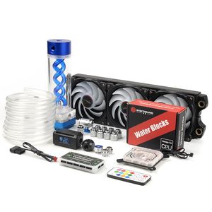 Cooling Syscooling PC Water Cooling Kit 360mm radiator DIY liquid cooling soft tube system with 5V RGB lights support AMD/intel CPU