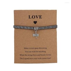 Beaded Strand Shi Dragonfly Charms Wish Card Bracelet For Women Girls Adjustable Friendship Bracelets Family Tree Jewelry Meaningf D Dhb5N