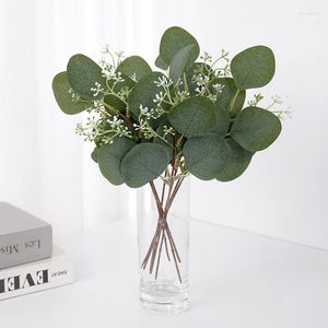 Decorative Flowers 5pcs Artificial Plants Eucalyptus Leaves Stems Christmas Wedding Decoration Home Garden DIY Vase Scrapbooking Fake Decor