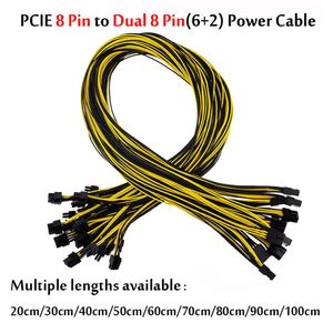 Stations 4pcs 8 Pin PCI Express naar dubbele PCIe 6+2 pin PCIe Power Cable 18AWG voor GPU -voeding breakout -bordadapter voor mijnbouw