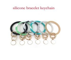 2019 Ny trend Silicone Bangle Key Ring Wrist Sports Keychain Armband Round Key Rings Big O Söt färgglada nyckelprodukter6407241