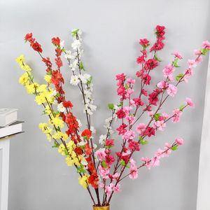 Kwiaty dekoracyjne 125 cm sztuczna wiśniowa wiosna śliwka Brzoskwini Blossom Branch Silk Flower Tree Decor Wedding Party Domowe zapasy Fałszywe zapasy