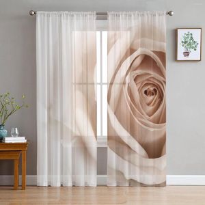 Cortina 3D White Rose Sheer Cortains Janela para a sala de estar Blindas de crianças decoração de casa