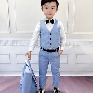 Garnitury Flower Boys Tuxedo Suit for Wedding Kids Birthday Party Sukienka Blazervestpant 3PCS Zestaw odzieży