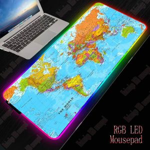 Pads XGZ Mapa do Mundo RGB Gaming Computer Mousepad Grande Mouse Pad XXL Grande Gamer Desk Mouse Mat Led Mause Pad Backlit Teclado Mouse Mat